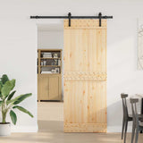 Porta Scorrevole con Set Hardware 80x210 cm Legno Massello Pino