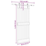 Porta Scorrevole con Set Hardware 80x210 cm Legno Massello Pino