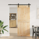 Porta Scorrevole con Set Hardware 85x210 cm Legno Massello Pino