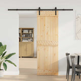 Porta Scorrevole con Set Hardware 70x210 cm Legno Massello Pino