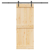 Porta Scorrevole con Set Hardware 80x210 cm Legno Massello Pino