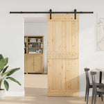 Porta Scorrevole con Set Hardware 80x210 cm Legno Massello Pino