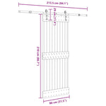 Porta Scorrevole con Set Hardware 80x210 cm Legno Massello Pino