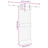 Porta Scorrevole con Set Hardware 80x210 cm Legno Massello Pino