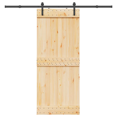 Porta Scorrevole con Set Hardware 85x210 cm Legno Massello Pino