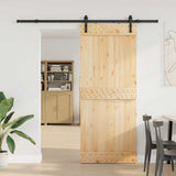 Porta Scorrevole con Set Hardware 85x210 cm Legno Massello Pino