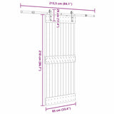 Porta Scorrevole con Set Hardware 85x210 cm Legno Massello Pino