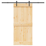 Porta Scorrevole con Set Hardware 95x210 cm Legno Massello Pino