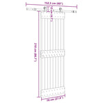 Porta Scorrevole con Set Hardware 70x210 cm Legno Massello Pino