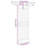 Porta Scorrevole con Set Hardware 70x210 cm Legno Massello Pino