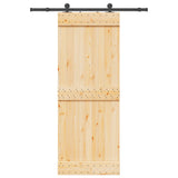 Porta Scorrevole con Set Hardware 80x210 cm Legno Massello Pino