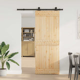 Porta Scorrevole con Set Hardware 80x210 cm Legno Massello Pino