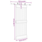 Porta Scorrevole con Set Hardware 80x210 cm Legno Massello Pino