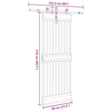 Porta Scorrevole con Set Hardware 80x210 cm Legno Massello Pino