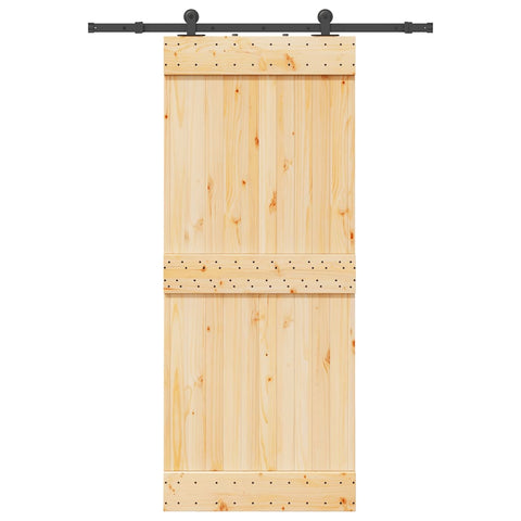 Porta Scorrevole con Set Hardware 85x210 cm Legno Massello Pino