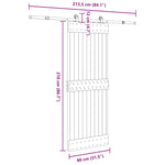 Porta Scorrevole con Set Hardware 80x210 cm Legno Massello Pino