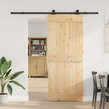 Porta Scorrevole con Set Hardware 85x210 cm Legno Massello Pino