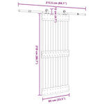 Porta Scorrevole con Set Hardware 85x210 cm Legno Massello Pino