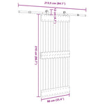 Porta Scorrevole con Set Hardware 90x210 cm Legno Massello Pino