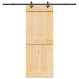 Porta Scorrevole con Set Hardware 80x210 cm Legno Massello Pino