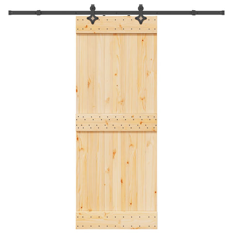 Porta Scorrevole con Set Hardware 80x210 cm Legno Massello Pino