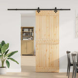 Porta Scorrevole con Set Hardware 80x210 cm Legno Massello Pino