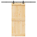 Porta Scorrevole con Set Hardware 85x210 cm Legno Massello Pino