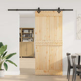 Porta Scorrevole con Set Hardware 90x210 cm Legno Massello Pino