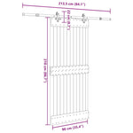 Porta Scorrevole con Set Hardware 90x210 cm Legno Massello Pino