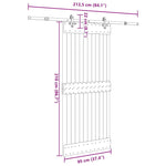 Porta Scorrevole con Set Hardware 95x210 cm Legno Massello Pino