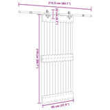 Porta Scorrevole con Set Hardware 95x210 cm Legno Massello Pino