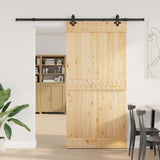 Porta Scorrevole con Set Hardware 100x210cm Legno Massello Pino