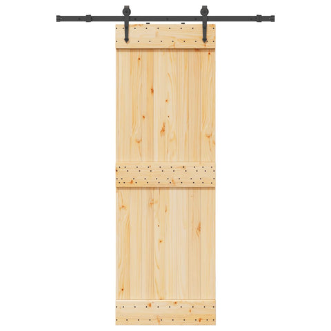 Porta Scorrevole con Set Hardware 70x210 cm Legno Massello Pino