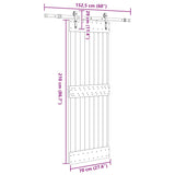 Porta Scorrevole con Set Hardware 70x210 cm Legno Massello Pino