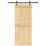 Porta Scorrevole con Set Hardware 85x210 cm Legno Massello Pino