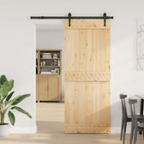 Porta Scorrevole con Set Hardware 85x210 cm Legno Massello Pino