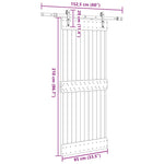 Porta Scorrevole con Set Hardware 85x210 cm Legno Massello Pino