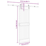 Porta Scorrevole con Set Hardware 70x210 cm Legno Massello Pino