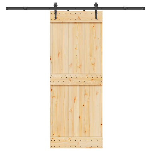 Porta Scorrevole con Set Hardware 80x210 cm Legno Massello Pino