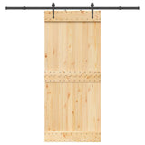 Porta Scorrevole con Set Hardware 90x210 cm Legno Massello Pino