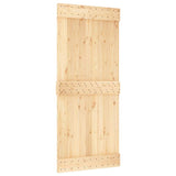 Porta Scorrevole con Set Hardware 90x210 cm Legno Massello Pino