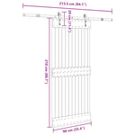 Porta Scorrevole con Set Hardware 90x210 cm Legno Massello Pino