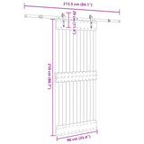 Porta Scorrevole con Set Hardware 90x210 cm Legno Massello Pino