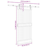 Porta Scorrevole con Set Hardware 95x210 cm Legno Massello Pino