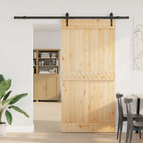 Porta Scorrevole con Set Hardware 100x210cm Legno Massello Pino