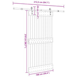 Porta Scorrevole con Set Hardware 100x210cm Legno Massello Pino