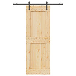 Porta Scorrevole con Set Hardware 80x210 cm Legno Massello Pino