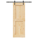 Porta Scorrevole con Set Hardware 80x210 cm Legno Massello Pino