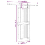 Porta Scorrevole con Set Hardware 85x210 cm Legno Massello Pino