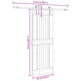 Porta Scorrevole con Set Hardware 85x210 cm Legno Massello Pino